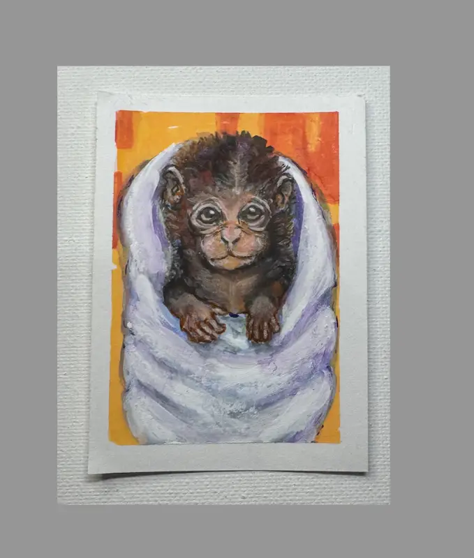 Punch the Monkey Burrito aceo art card