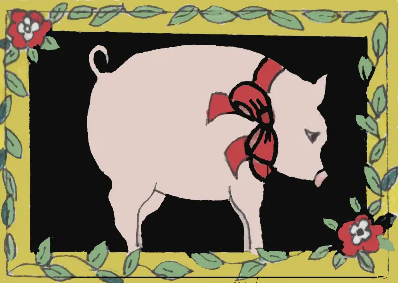 French country pig aceo art card