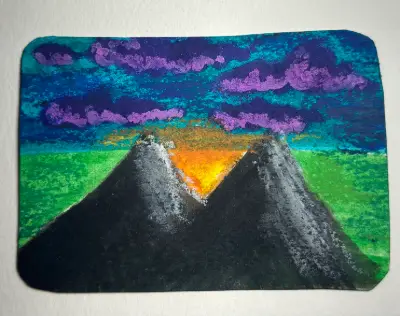 Twin Mountains aceo art card thumbnail 1