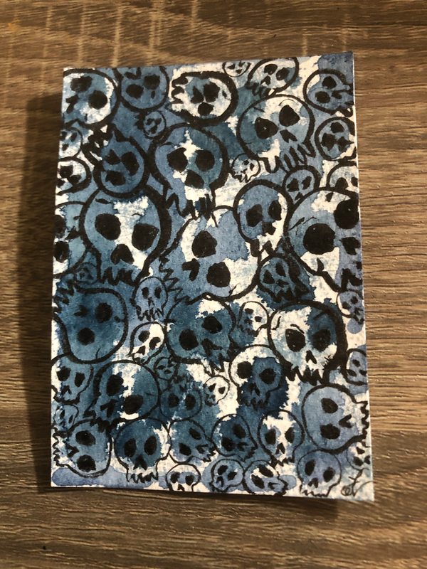 Skulls aceo art card
