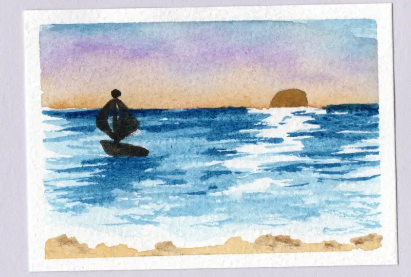 Great Lake Sunset aceo art card