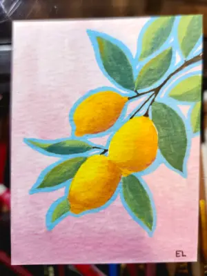 Lemons 🍋 aceo art card thumbnail 2