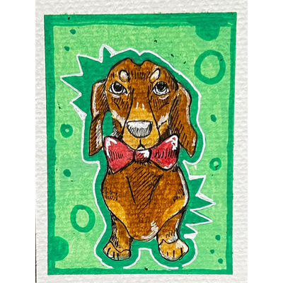 ACEO Art Card Bow tie Dachshund aceo art card thumbnail 2