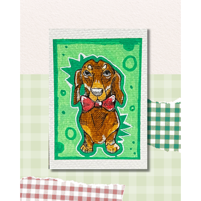 ACEO Art Card Bow tie Dachshund aceo art card thumbnail 1