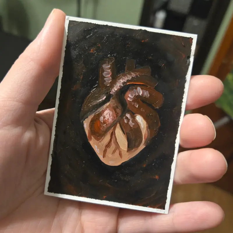 Heart aceo art card