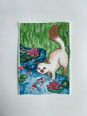 Curious Cat aceo art card thumbnail 2