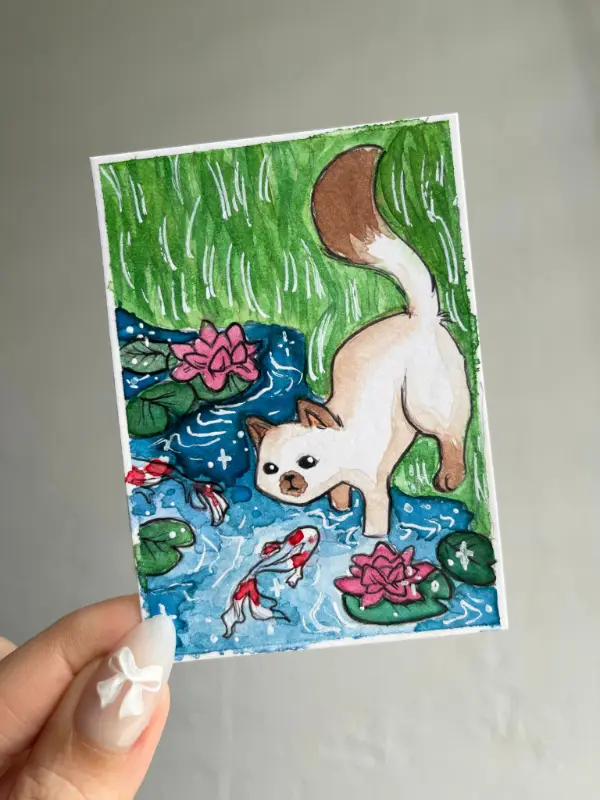 Curious Cat aceo art card