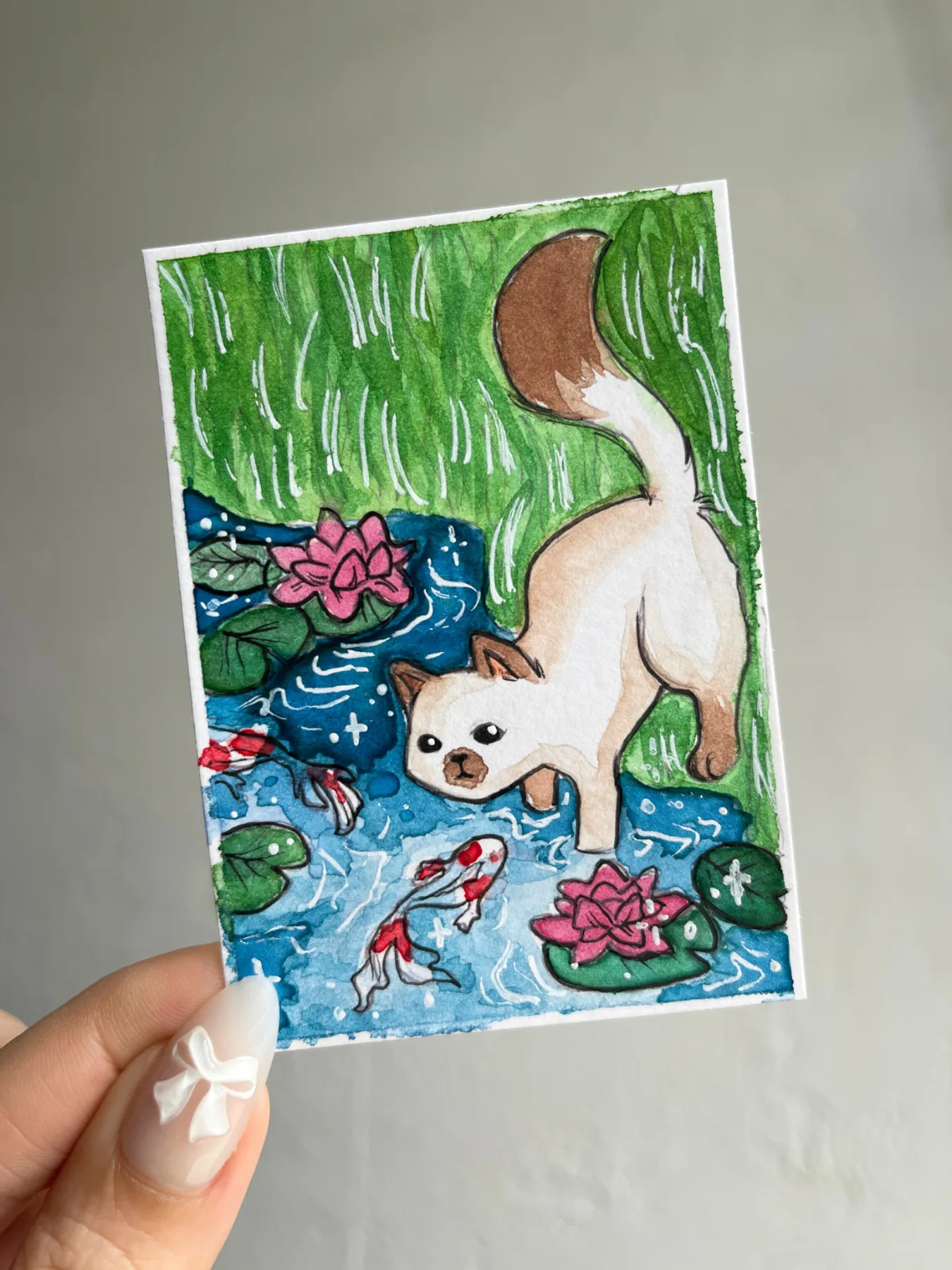 Curious Cat aceo art card