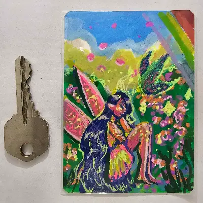 Butterfly Garden aceo art card thumbnail 2
