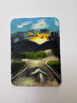 Quiet country road aceo art card thumbnail 2