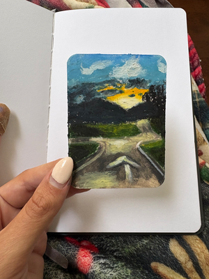 Quiet country road aceo art card thumbnail 1