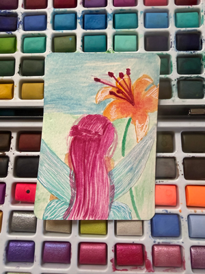 Garden Fairy aceo art card thumbnail 2