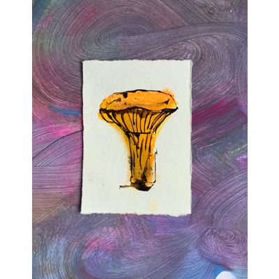 Mushroom gouache and ink aceo art card thumbnail 1