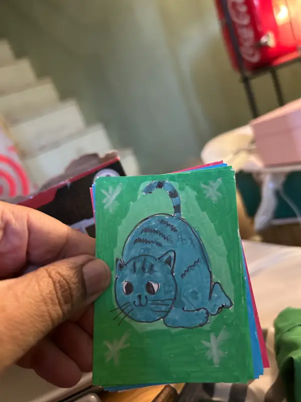 Blue Kitty aceo art card