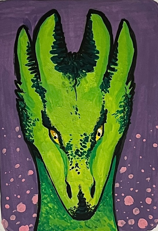 Green Dragon aceo art card