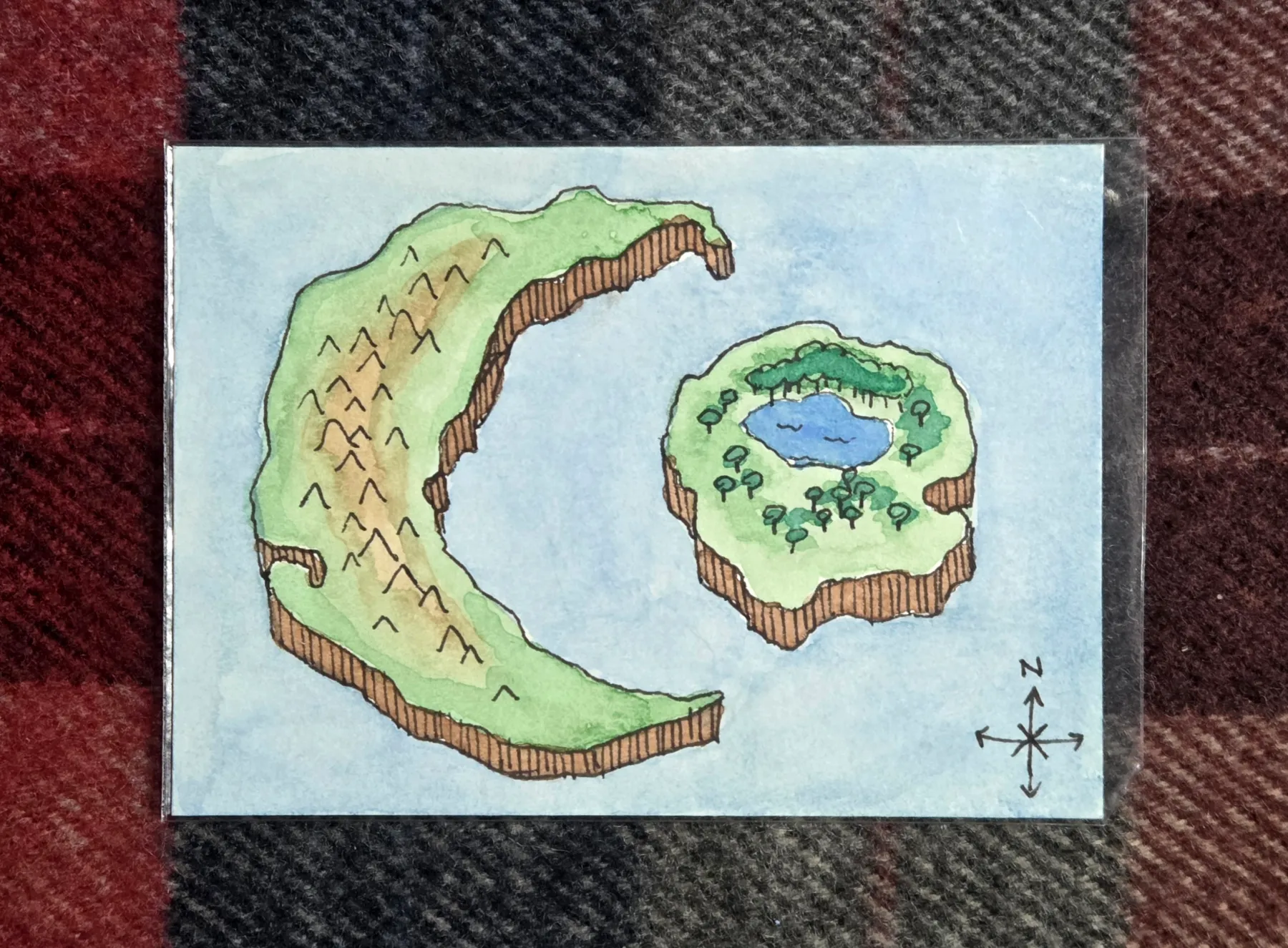 Lunar Island Map aceo art card