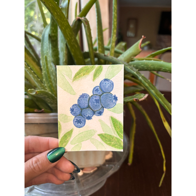 Blueberries watercolor aceo art card thumbnail 2