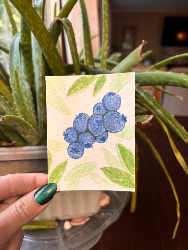 Blueberries watercolor aceo art card