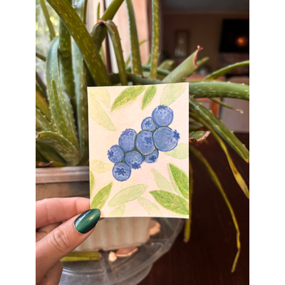Blueberries watercolor aceo art card thumbnail 1