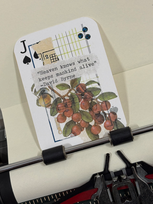 David Byrne quote cherry micro collage by Mazerzine print cherries aceo art card thumbnail 2