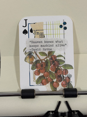 David Byrne quote cherry micro collage by Mazerzine print cherries aceo art card thumbnail 1