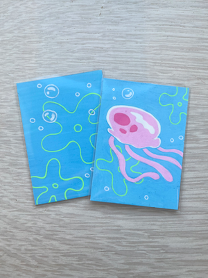 Jellyfish Fields aceo art card thumbnail 2