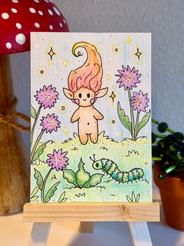 Tiny Troll Paradise aceo art card