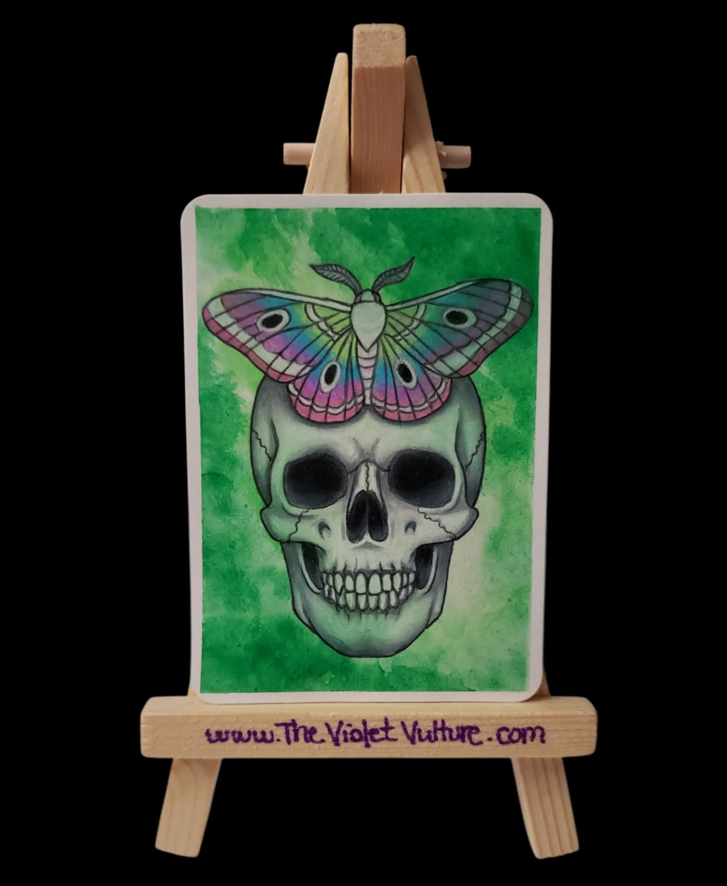 Medical Skull & Moth aceo art card