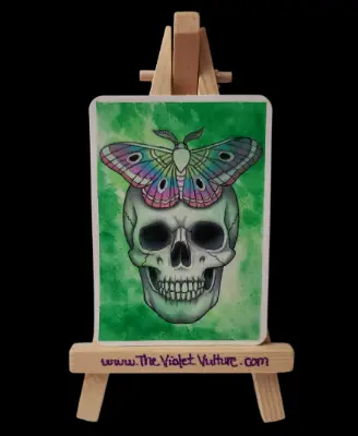Medical Skull & Moth aceo art card thumbnail 1