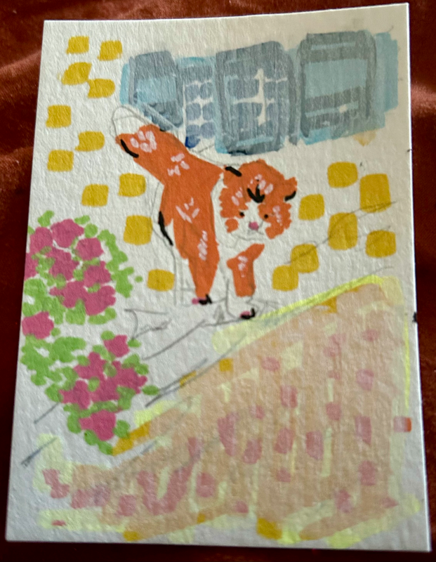 Little French Cat aceo art card