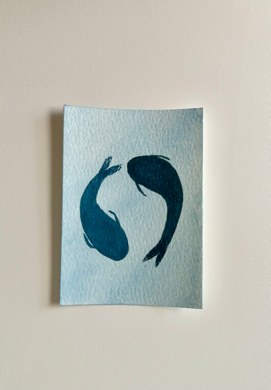 Whale Duet aceo art card