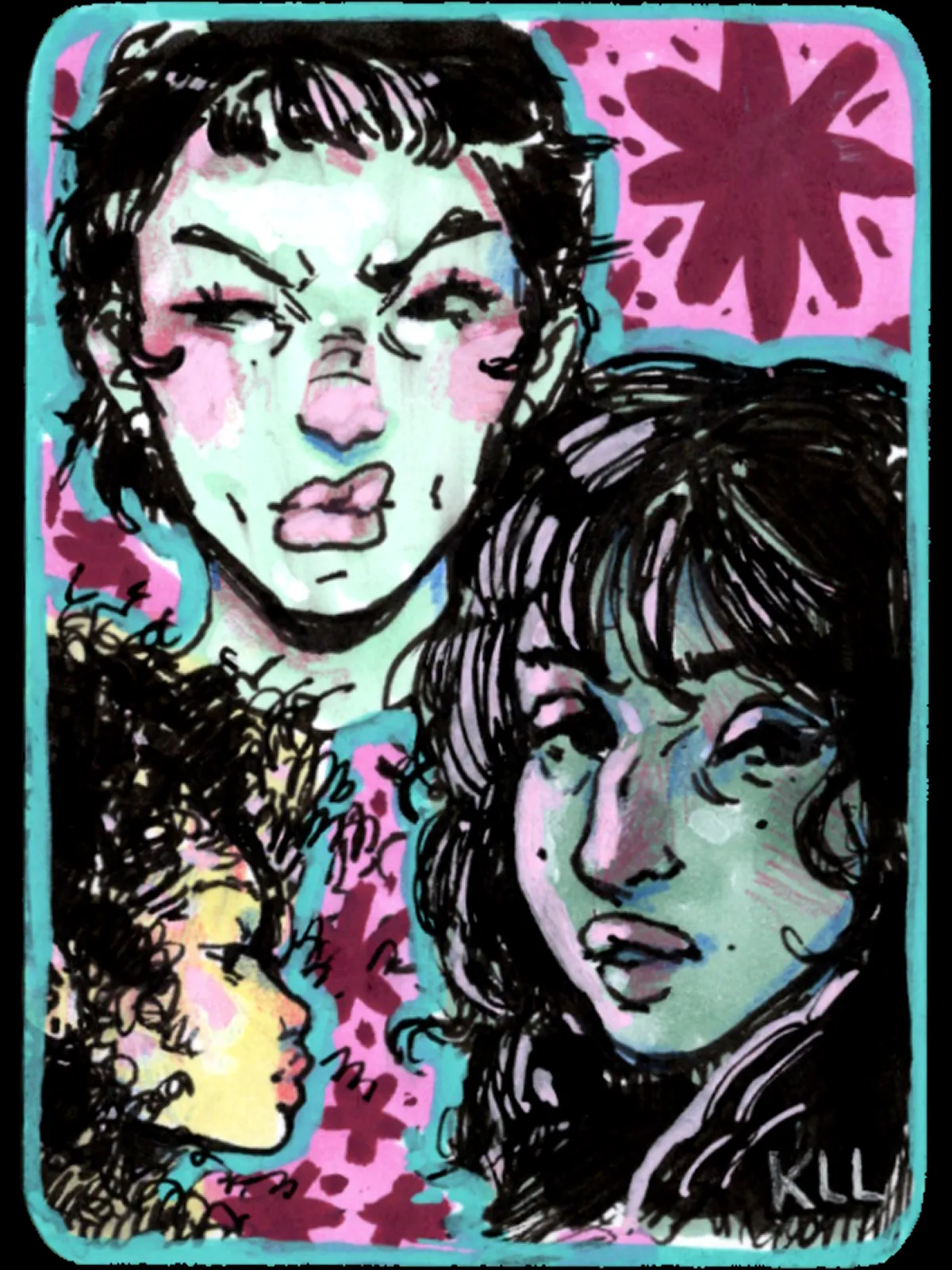 faces -- ACEO 10 aceo art card