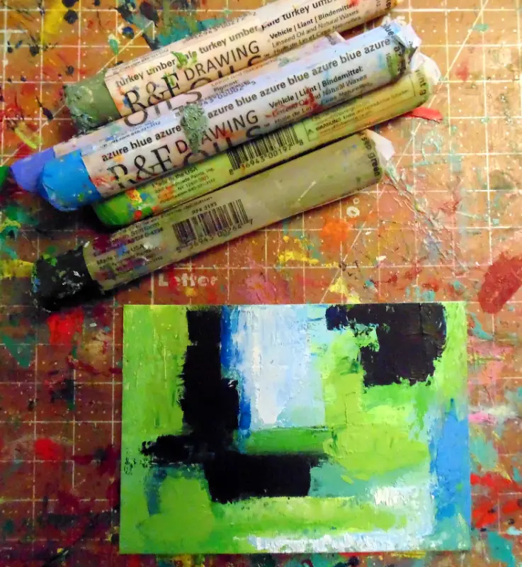 Green Landscape original oil painting ACEO aceo art card