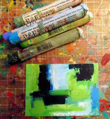Green Landscape original oil painting ACEO aceo art card thumbnail 1