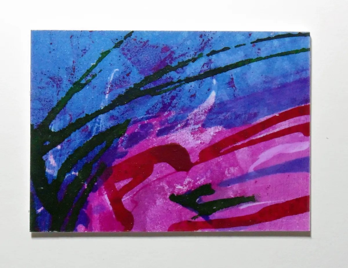 Abstract Flower Cyanotype Mixed Media 3 Original Art ACEOs aceo art card