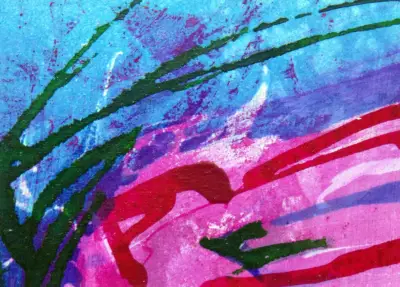 Abstract Flower Cyanotype Mixed Media 3 Original Art ACEOs aceo art card thumbnail 2