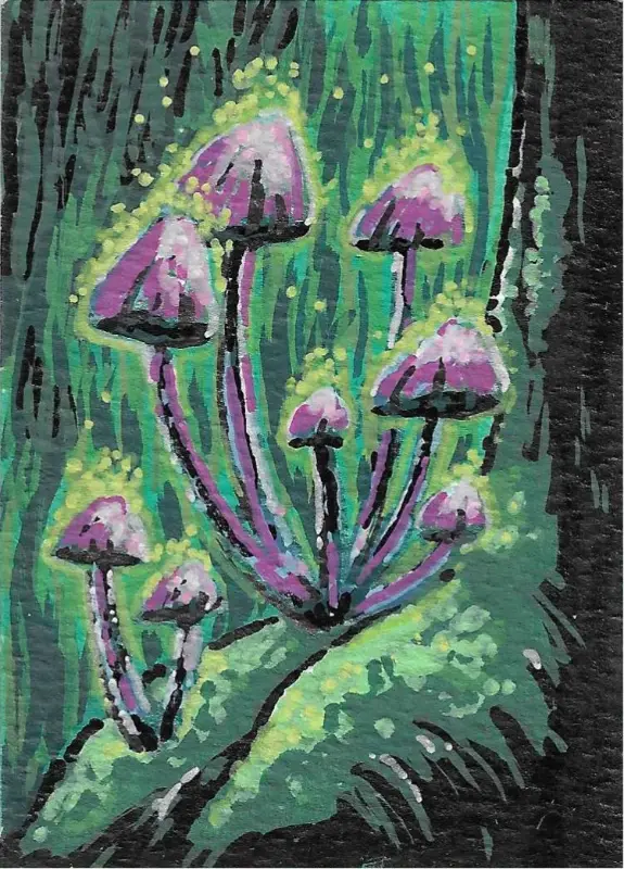 Glowing Spores aceo art card
