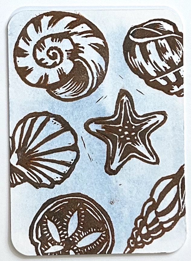 Sea Shells 4 aceo art card