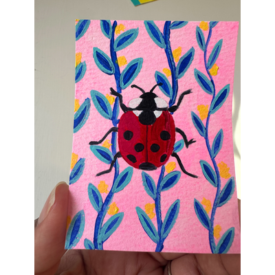 Lady Bug aceo art card thumbnail 1