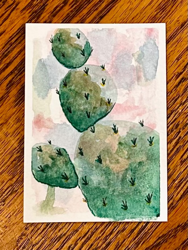 Texas Cactus aceo art card