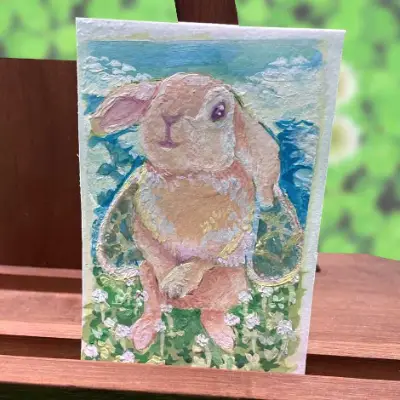 Fairy Cottontail aceo art card thumbnail 1