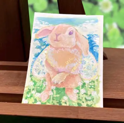 Fairy Cottontail aceo art card thumbnail 2