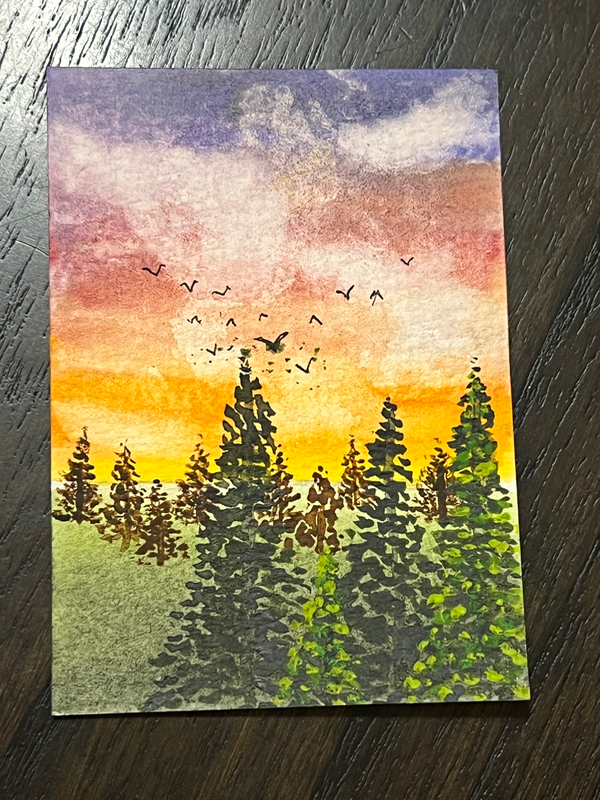 Above the trees aceo art card