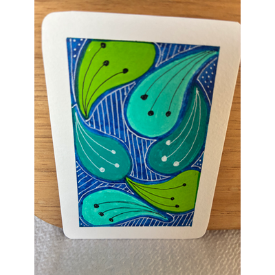 Stripey raindrops aceo art card thumbnail 2