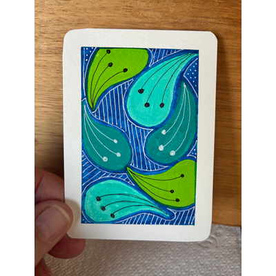 Stripey raindrops aceo art card thumbnail 1