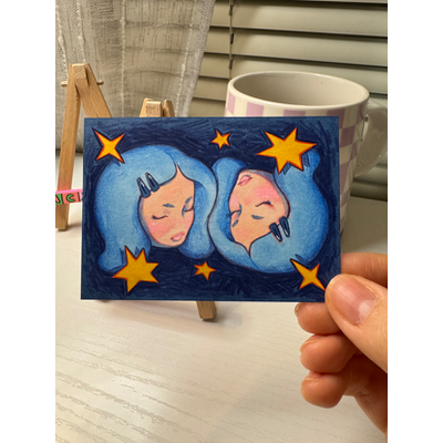 Gemini aceo art card thumbnail 3