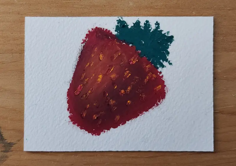 Strawberry | Original Oil Pastels aceo art card
