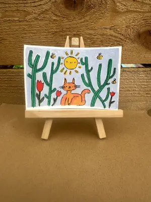 Sunshine cat aceo art card thumbnail 1
