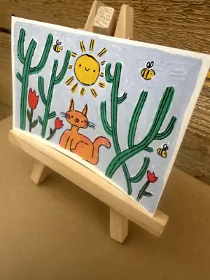 Sunshine cat aceo art card thumbnail 2