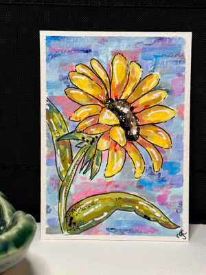 Sunflower aceo art card thumbnail 1